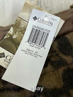 NWT Vintage Columbia Wool Gallatin Range Brown Camo Pants Size 42 Hunting