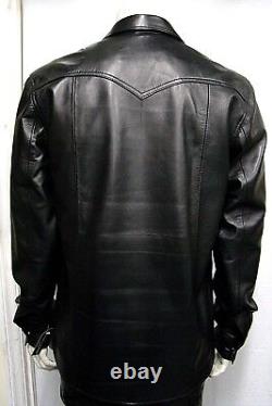 New Bobby Men's Classic Western Designer Style Black Napa Leather Shirt Jacket