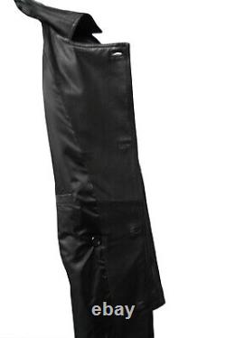 New Men's DB Full Length Style Black Real Italian Soft Napa Leather Trench Coat