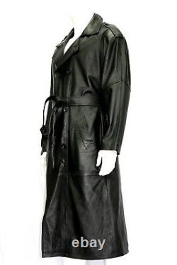 New Men's Joe Full Length Style Black Real Italian Soft Napa Leather Trench Coat