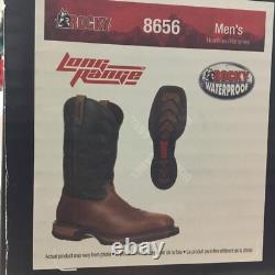 New Men's Rocky 8656 Brown & Navy Long Range Western Boots Size 14 Medium
