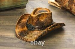 New Unisex Hand crafted Genuine Straw Cowboy Western Hat GUN RANGE