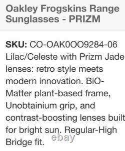 Oakley Frogskins Range Sunglasses- Transparent Lilac/Prizm Jade (MSRP$196.00)