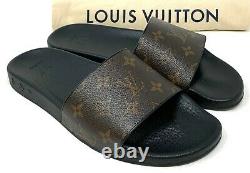 Original LOUIS VUITTON Monogramm Slide Sandalen #7 US 8 Schwarz Braune Rang Ab