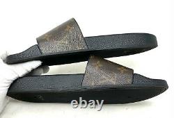 Original LOUIS VUITTON Monogramm Slide Sandalen #7 US 8 Schwarz Braune Rang Ab