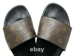 Original LOUIS VUITTON Monogramm Slide Sandalen #7 US 8 Schwarz Braune Rang Ab