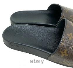 Original LOUIS VUITTON Monogramm Slide Sandalen #7 US 8 Schwarz Braune Rang Ab