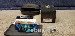 Original Oakley Evzero Range Matte Black Frame Sapphire Irid Pol Len NEW NO BOX