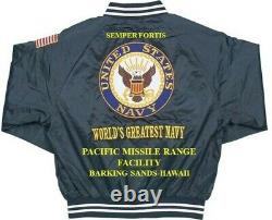 Pacific Missile Rangebarking Sands Hawaii Embroidered Satin Jacket(back Only)