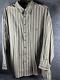 Pierre Cardin Button Up Dress Shirt Brown Striped Pocket 2xl Long Sleeve