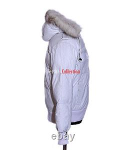 Pilot Mens Hooded Bomber Jacket White Real Lambskin HOODIE Pilot Leather Jacket