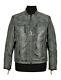 Racer Men's Real Leather Jacket Grey Napa Distressed Look Classic Biker Jacket