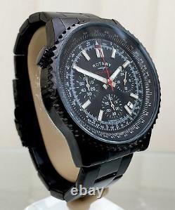 ROTARY Mens Watch BLACK OCEAN Range Chronograph RRP £190 Genuine Boxed r39