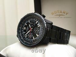 ROTARY Mens Watch BLACK OCEAN Range Chronograph RRP £190 Genuine Boxed r39