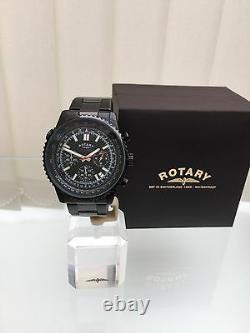 ROTARY Mens Watch BLACK OCEAN Range Chronograph RRP £190 Genuine Boxed r39