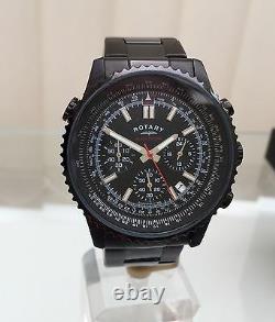 ROTARY Mens Watch BLACK OCEAN Range Chronograph RRP £190 Genuine Boxed r39