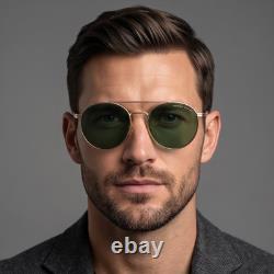 Range Rover RRS101 Gld Designer Sun Men Gold Round Green Polarized 51mm