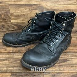 Red Wing 8114 Leather IRON RANGE Boots Shoes Men Size US 8 1/2 D Black
