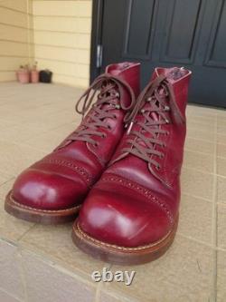 Red Wing Men's US8.5D Iron Range Manson Work Boots 8012 Burgundy Leather Cap Toe
