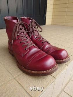 Red Wing Men's US8.5D Iron Range Manson Work Boots 8012 Burgundy Leather Cap Toe