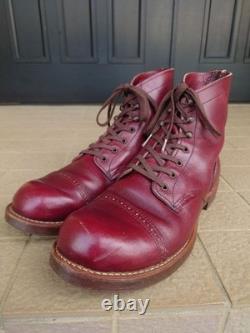 Red Wing Men's US8.5D Iron Range Manson Work Boots 8012 Burgundy Leather Cap Toe