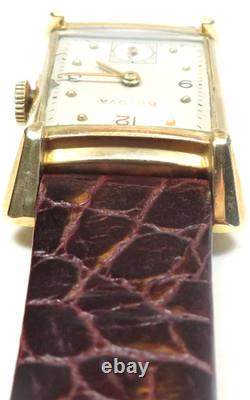 Retro 1940's Mens Bulova Wristwatch 14K Yellow Gold 21 Jewels 7AK Fancy Lugs