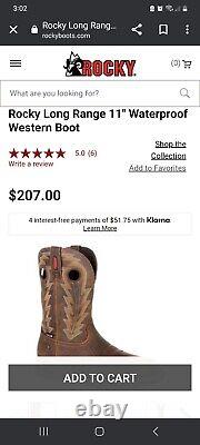 Rocky Men's Long Range 11 Waterproof Brown Western Boots RKW0333 Size 10M
