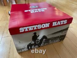 STETSON Beaver Range Cowboy Hat Beige withRed Feathers 4X Hat 58 7 1/4 NEW