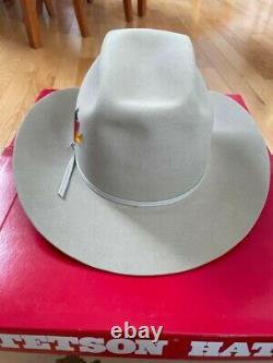 STETSON Beaver Range Cowboy Hat Beige withRed Feathers 4X Hat 58 7 1/4 NEW