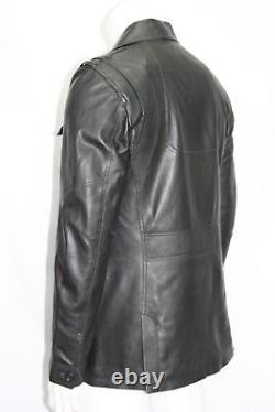 Safari Mens Classic Designer Style Black Soft Napa Leather Jacket Coat