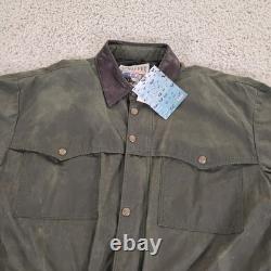 Schaefer Jacket Mens Large Green Waxed Ranch Western Work Coat Flap Range USA