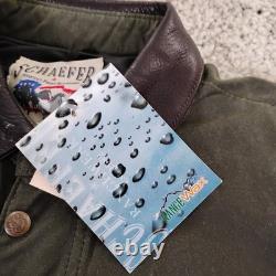 Schaefer Jacket Mens Large Green Waxed Ranch Western Work Coat Flap Range USA