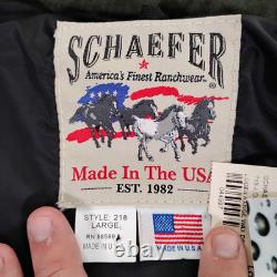 Schaefer Jacket Mens Large Green Waxed Ranch Western Work Coat Flap Range USA