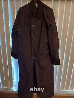 Scully Range Wear Mens L Long Canvas Duster Coat Corduroy Collar Cuffs Brown