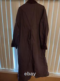 Scully Range Wear Mens L Long Canvas Duster Coat Corduroy Collar Cuffs Brown