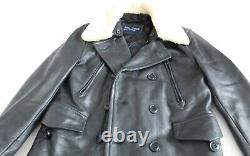 Smart Range London Black Double Rider Biker Motorcycle Jacket Shearling Collar M