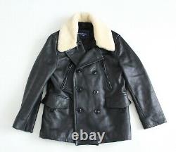 Smart Range London Black Double Rider Biker Motorcycle Jacket Shearling Collar M