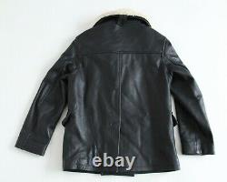 Smart Range London Black Double Rider Biker Motorcycle Jacket Shearling Collar M