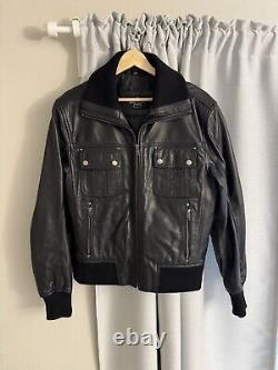 Smart Range Long Sleeve Full Zip Black Leather Jacket Bomber XS Unisex