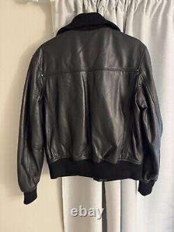 Smart Range Long Sleeve Full Zip Black Leather Jacket Bomber XS Unisex