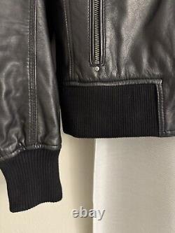 Smart Range Long Sleeve Full Zip Black Leather Jacket Bomber XS Unisex