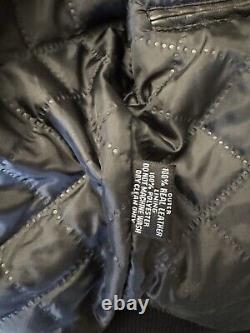 Smart Range Long Sleeve Full Zip Black Leather Jacket Bomber XS Unisex