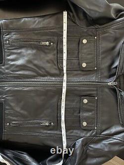 Smart Range Long Sleeve Full Zip Black Leather Jacket Bomber XS Unisex