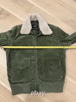 Smart Range Suede Bomber Jacket Mens Size L With Removable Sheerling Collar