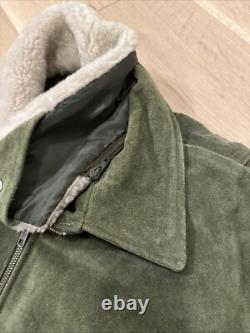 Smart Range Suede Bomber Jacket Mens Size L With Removable Sheerling Collar
