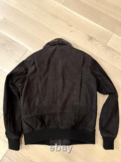 Smart Range Suede Bomber Jacket Mens Size L With Removable Sheerling Collar Brown