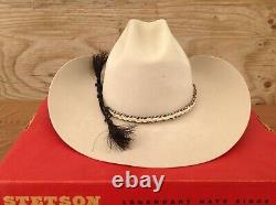 Stetson Cowboy Hat 4X Beaver Fur Felt Silverbelly Range, 7 1/8 in Original Box