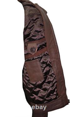 Stylish Gregor Men's Biker Fitted Designer Style Brown Soft Nappa Leather Jacket