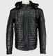 Techno Moto Smart Range Leather Puffer Jacket Men's L/xl Black Hooded Quilted