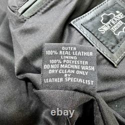 Techno Moto Smart Range Leather Puffer Jacket Men's L/XL Black Hooded Quilted